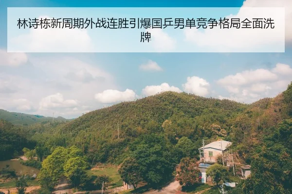 林诗栋新周期外战连胜引爆国乒男单竞争格局全面洗牌